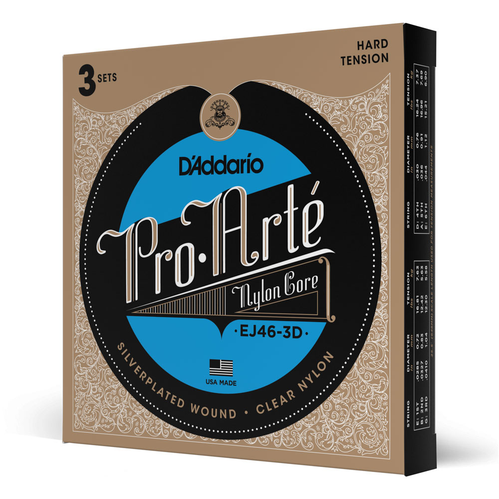 Encordoamento D'Addario nylon EJ46 alta (3 jogos)