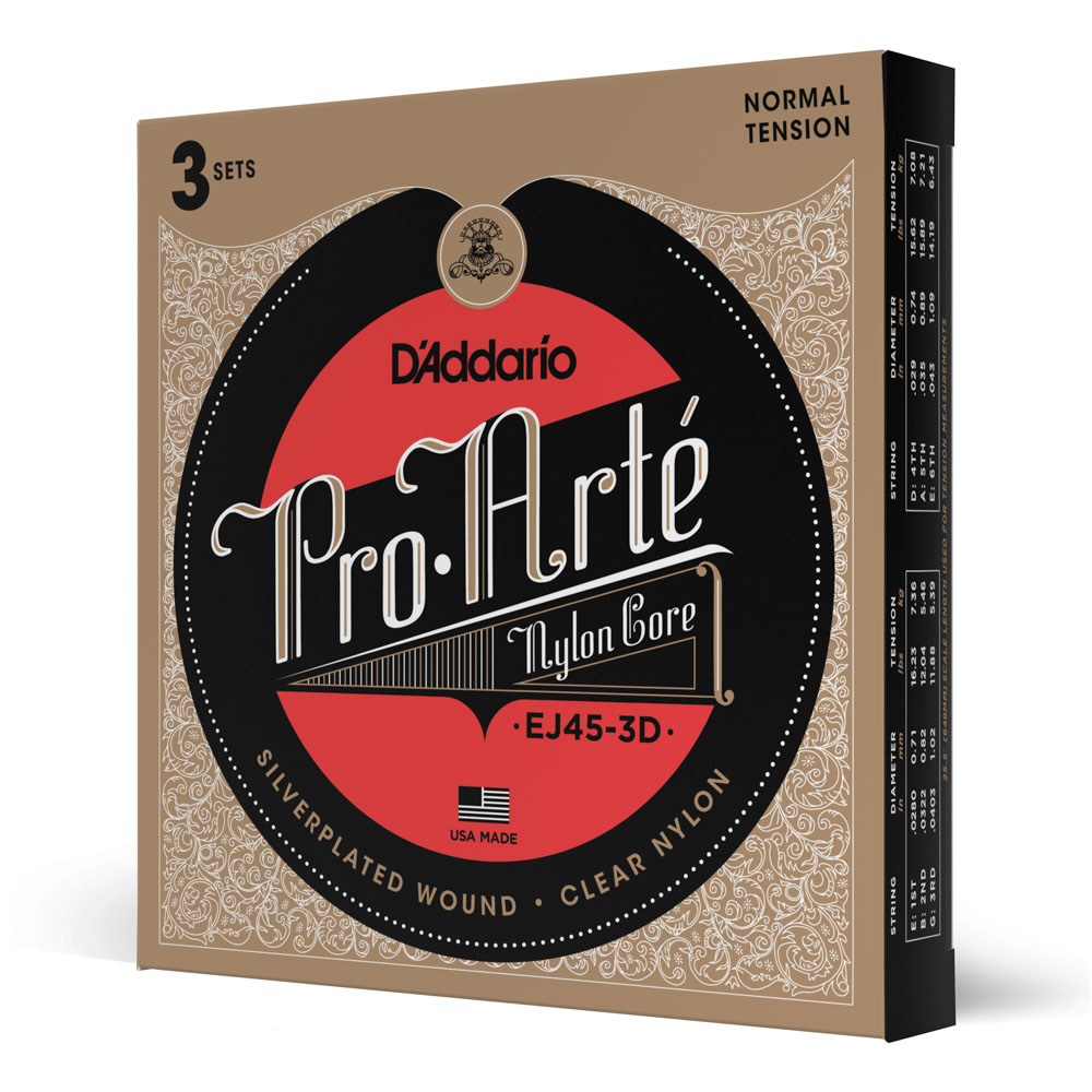 Encordoamento D'Addario nylon EJ45 média (3 jogos)