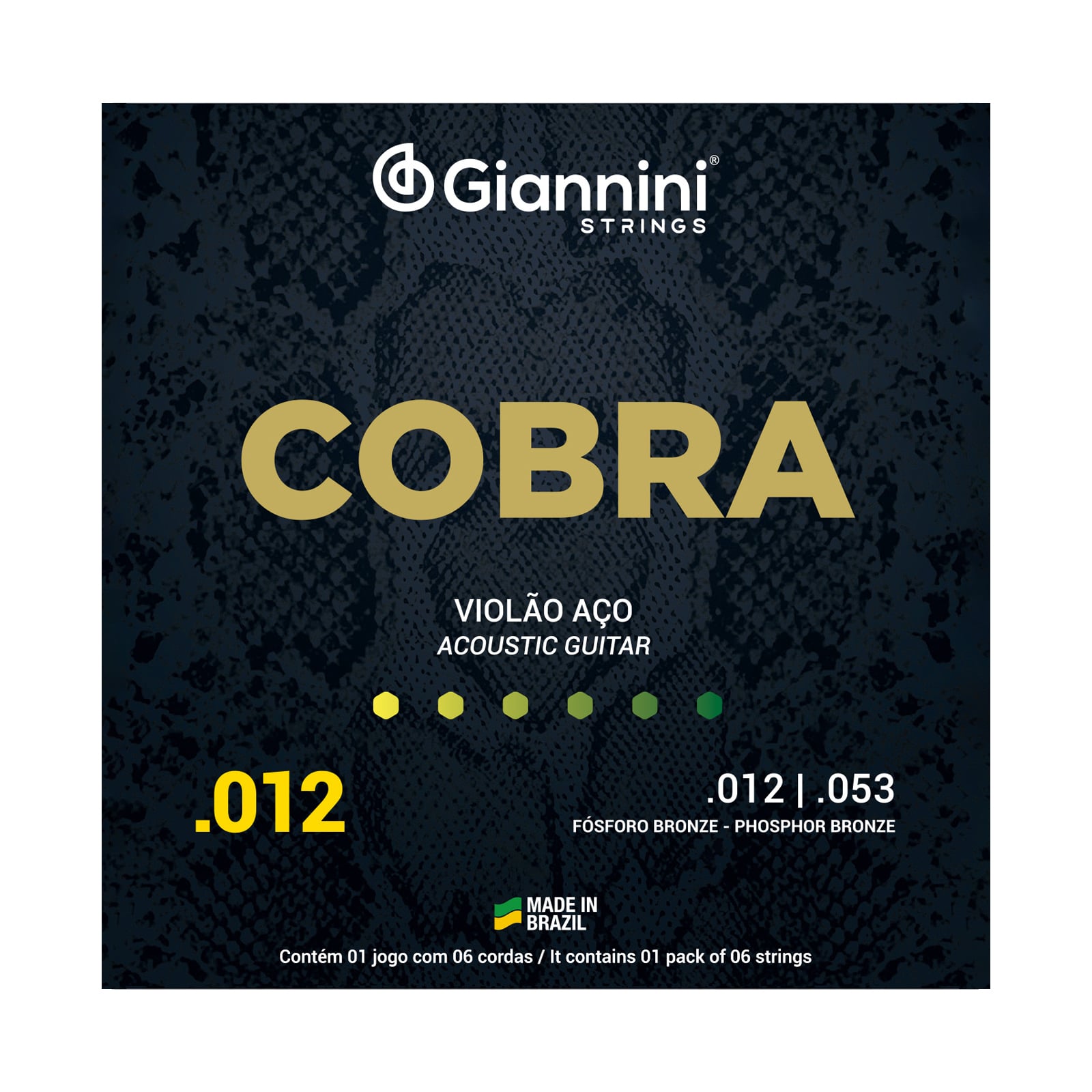 Encordoamento Giannini violão aço bronze fosforoso 012