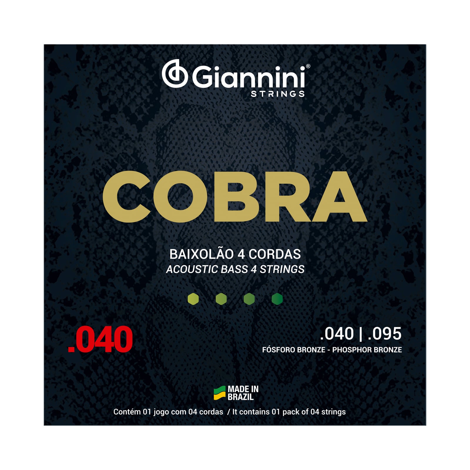 Encordoamento Giannini baixolão 4 cordas bronze fosforoso