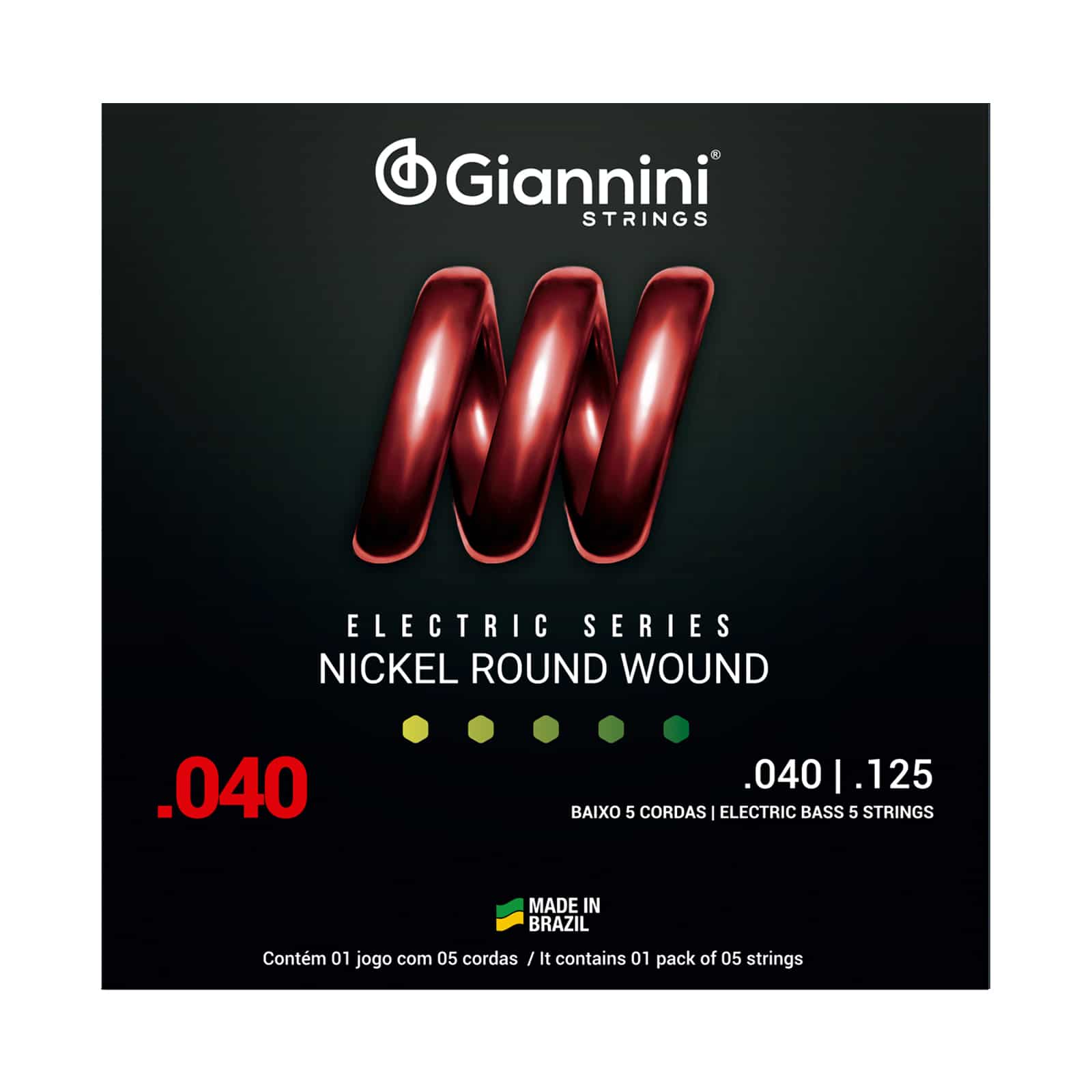 Encordoamento Giannini baixo 5 cordas leve 040